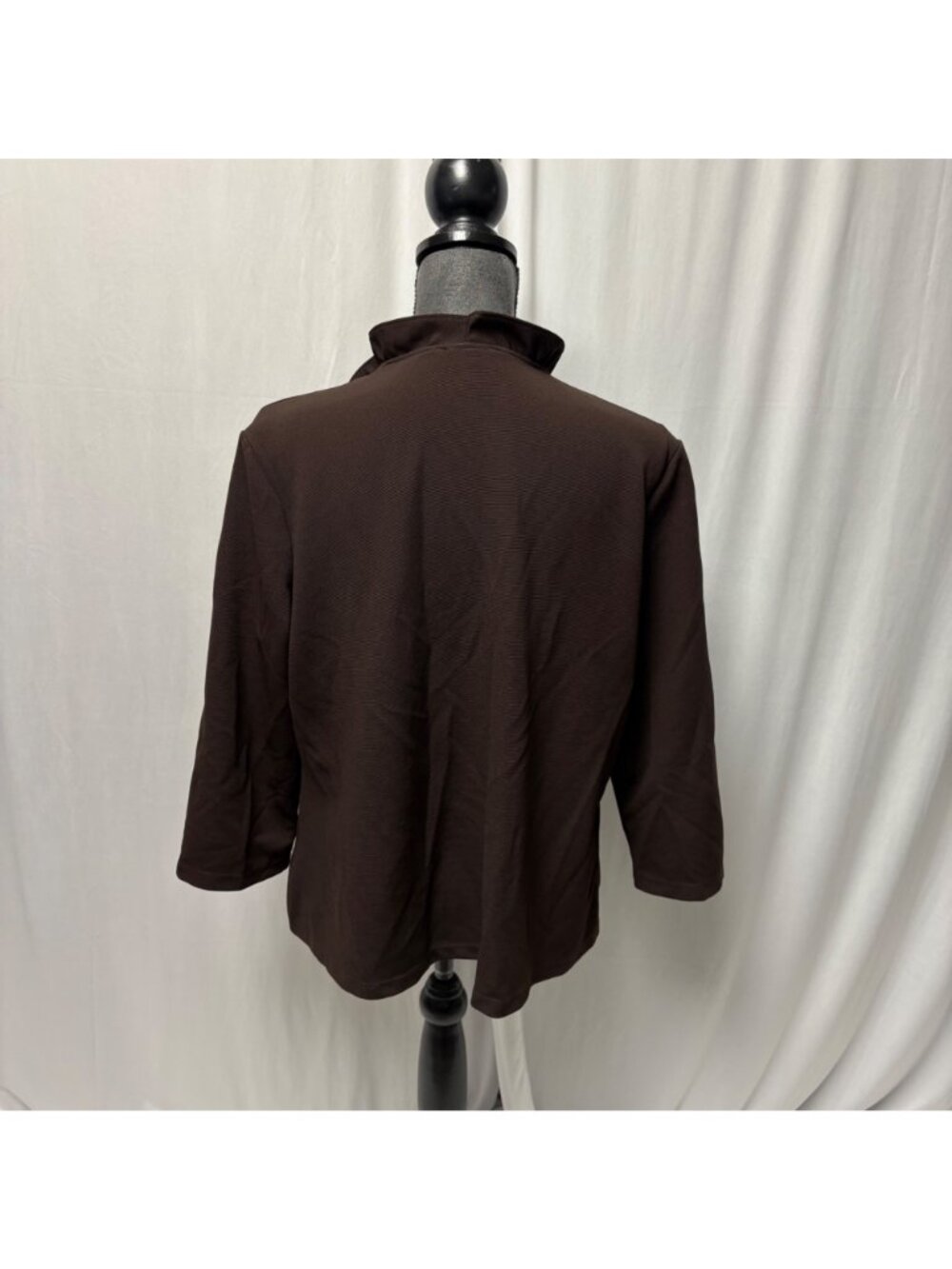 Slinky Brand Brown Ruffled Open Front Jacket Womens Size XL Cardigan Knit - Picture 4 of 8
